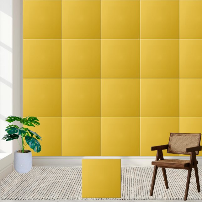 Azulejo de cor sólida amarelo ouro (Golden Yellow Solid Color Ceramic Tile)