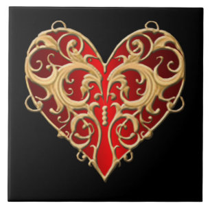 Azulejo de Coração Vermelho Filigree