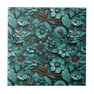 Azulejo De Couro Com Tool Floral