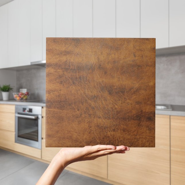 Azulejo de couro russo moderno (Modern Rustic Faux Tan Leather Tile Cowboy Western Country Tiles
)