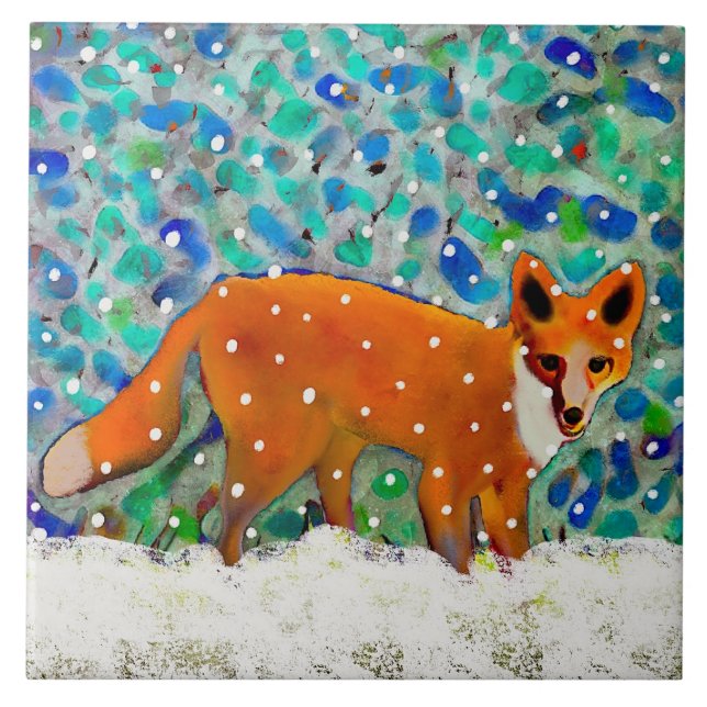 Azulejo de Cozinha Cerâmica da Fox de inverno (Frente)
