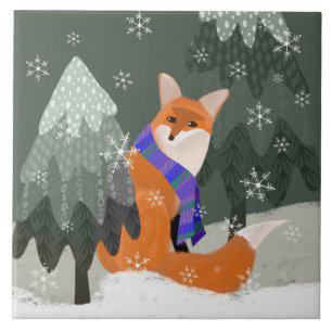 Azulejo de Cozinha Cerâmica de Fox de inverno Cura