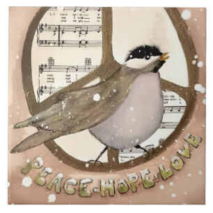 Azulejo De Cozinha De Chickadee Peace, Love, Hope