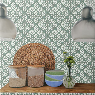 Azulejo de cozinha, folha de ovato verde e branco
