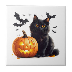 Azulejo de Cozinha Gato Preto de Halloween