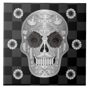 Azulejo de cromo Calavera (Rosa preto) cerâmica