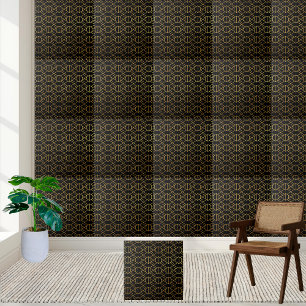 Azulejo de Deco de Arte Geométrica - Preto e Doura