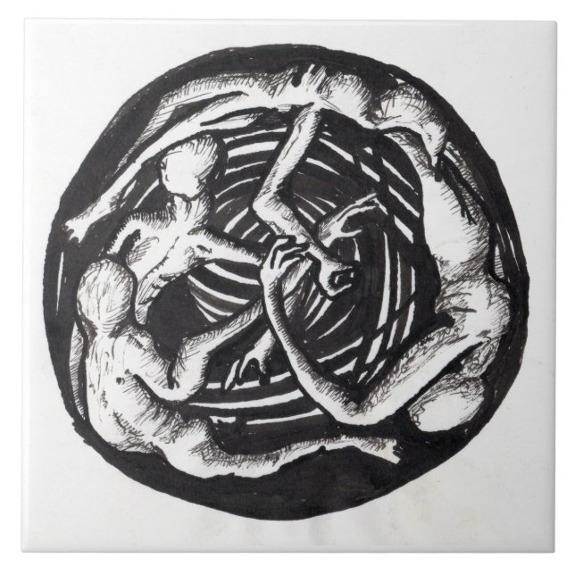 Azulejo de desenho da tinta da descida de espiral (Frente)