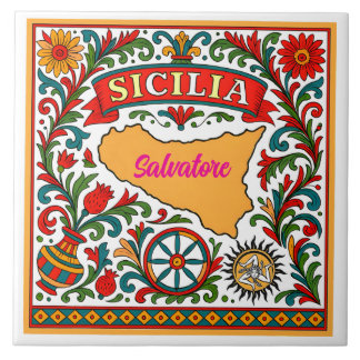Azulejo de Design Siciliano Sicilia (personalize c