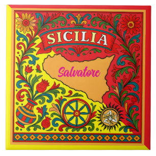 Azulejo de Design Siciliano Sicilia (personalize c