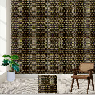 Azulejo de Diamante Geométrico Preto e Dourado