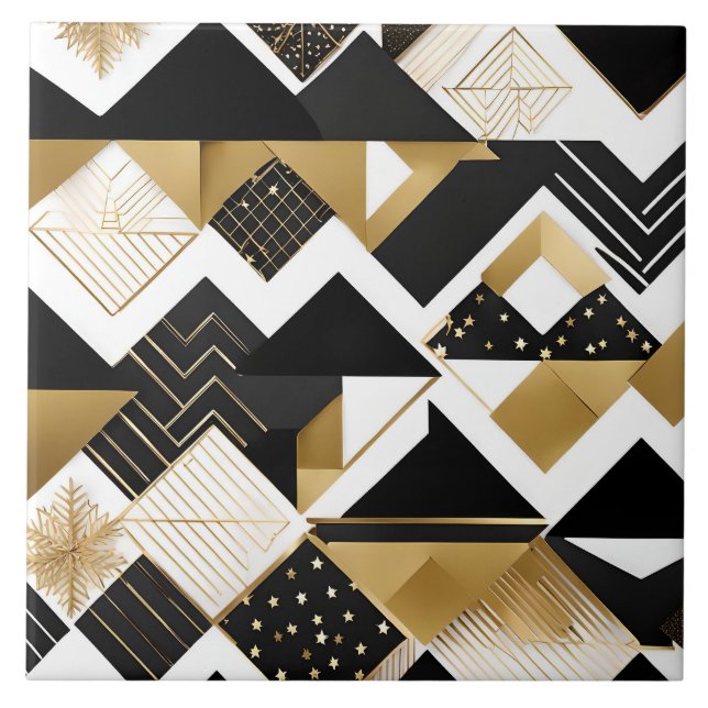 azulejo de diamantes de natal abstratos (Frente)