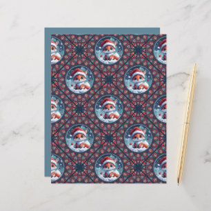 Azulejo de Dot Mandala de Fox de Natal Kawaii