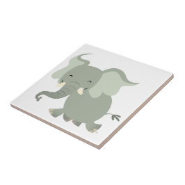 Azulejo de Elefante de Desenho Animado Alegre Fofo
