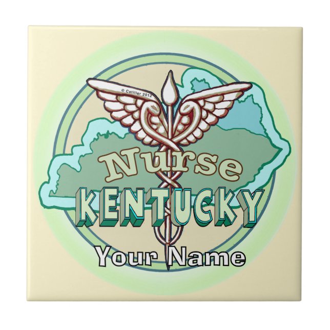 Azulejo de Enfermeira Caduceu de Kentucky (Frente)