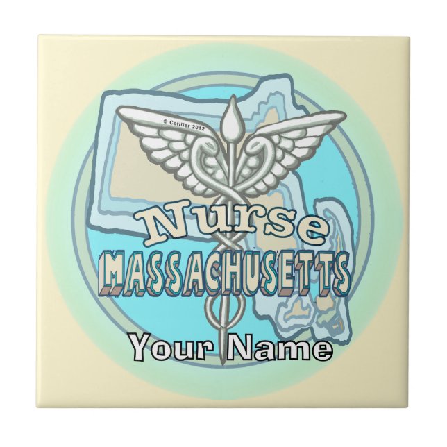 Azulejo de Enfermeira de Massachusetts Caduceu (Frente)