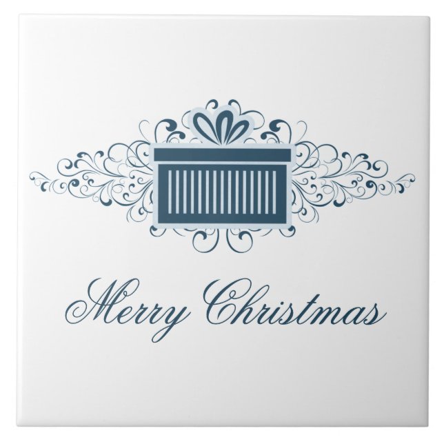 Azulejo de espirais de férias presente, azul (Frente)