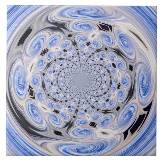 Azulejo de espirais de nuvem suave azul (Frente)