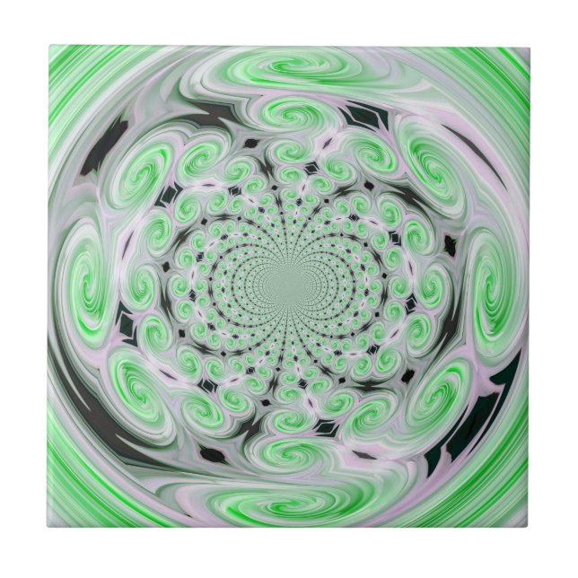 Azulejo de espirais de nuvem suave verde (Frente)