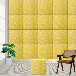Azulejo de espiral amarelo ensolarado, padrão cerâ