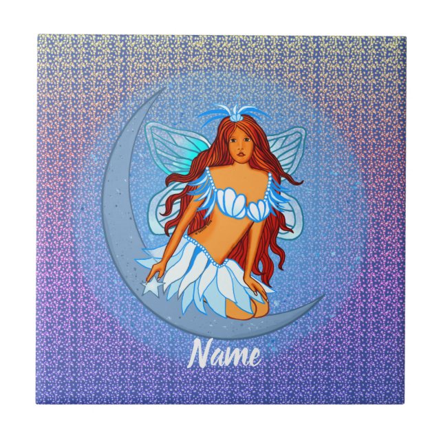 Azulejo de fada da Lua Noturna Azul (Frente)