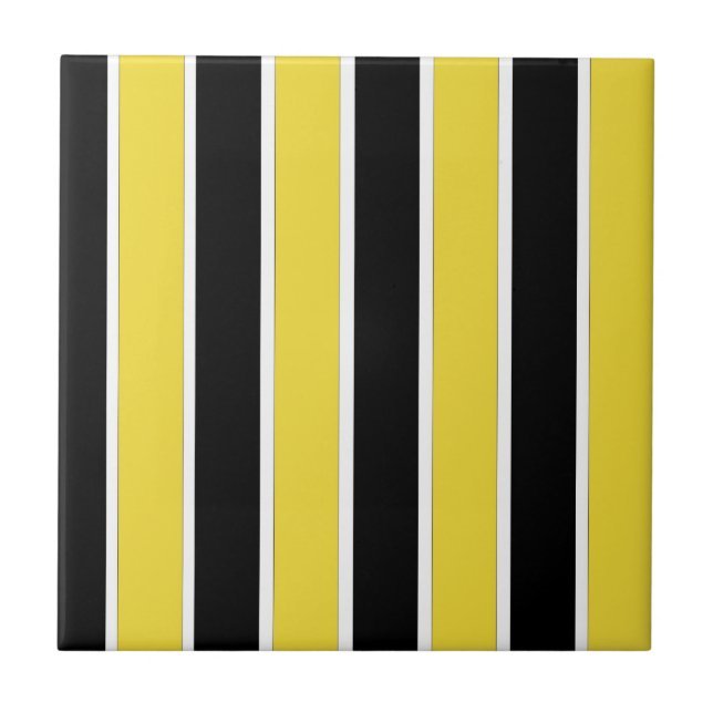 Azulejo de faixa preto, branco e amarelo (Frente)