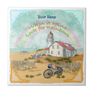 Azulejo de Farol de Bicicleta de Praia