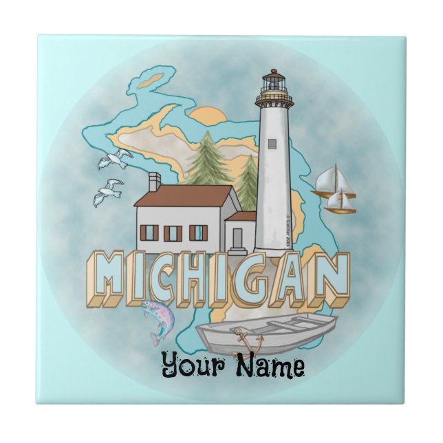 Azulejo de Farol de Michigan (Frente)