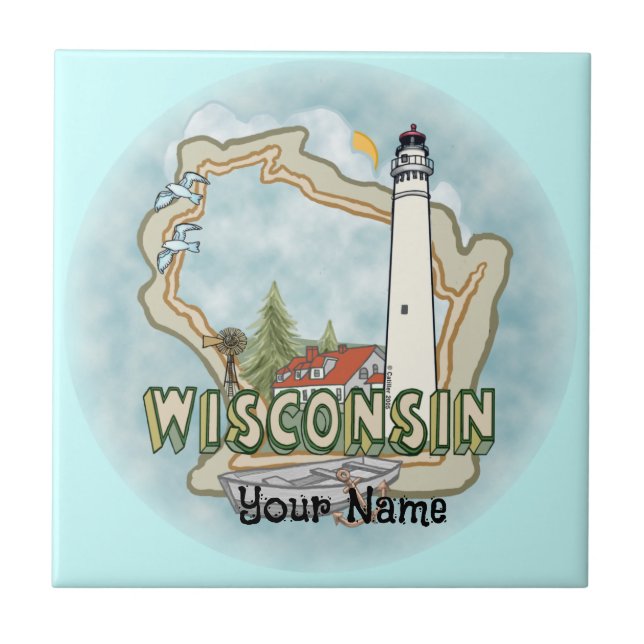 Azulejo de Farol de Wisconsin (Frente)
