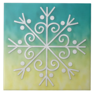 Azulejo de Férias de Inverno Floco de Neve Ombre Á