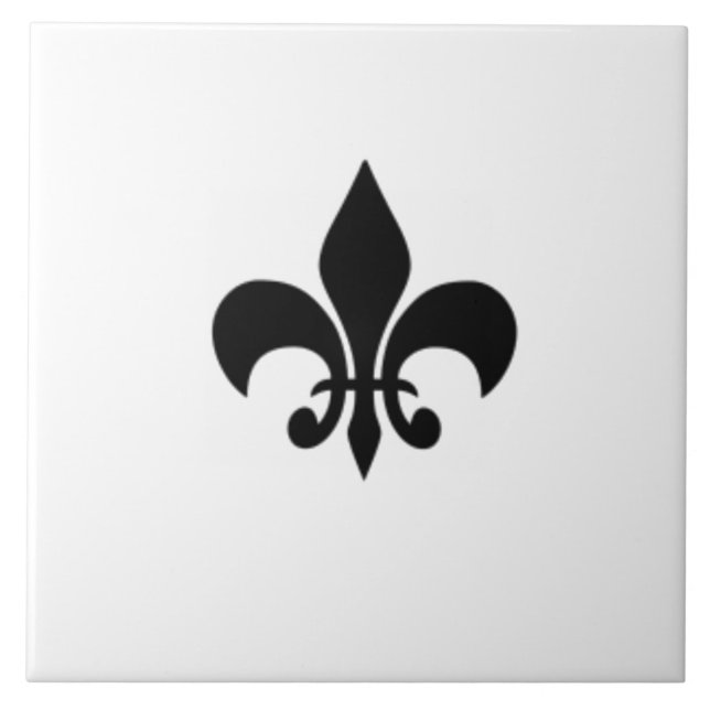 Azulejo De Fleur De Lis, Preto E Branco (Frente)