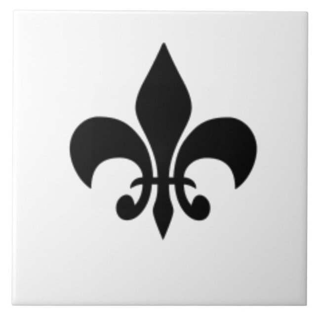 Azulejo De Fleur De Lis, Preto E Branco (Frente)