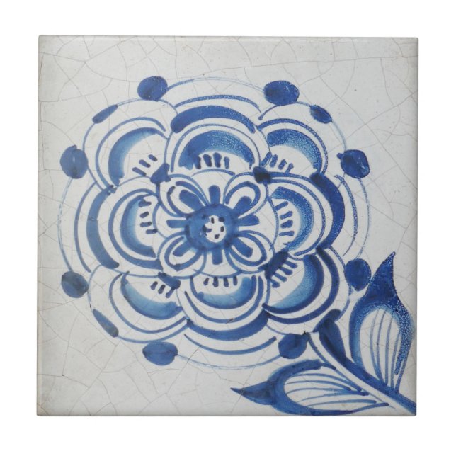 Azulejo de Flor Branca e Azul Vitoriano Repro (Frente)