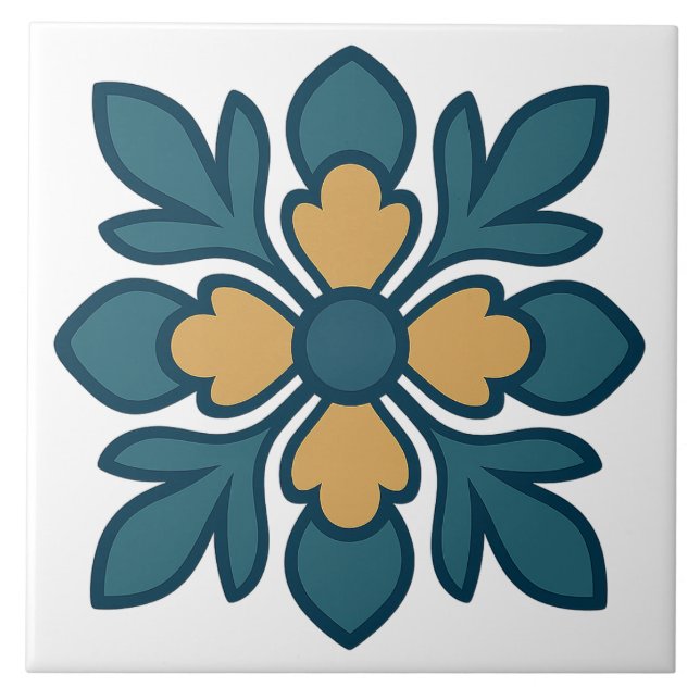 Azulejo de Flor de Louro Mediterrâneo (Frente)