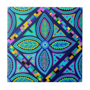 Azulejo de Flor Mola do Índio Kuna