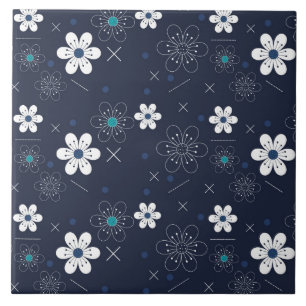 azulejo de flores de inverno à meia-noite