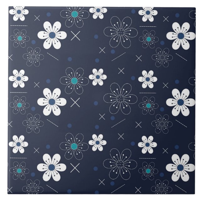 azulejo de flores de inverno à meia-noite (Frente)