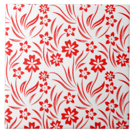 Azulejo de Flores Vermelhas