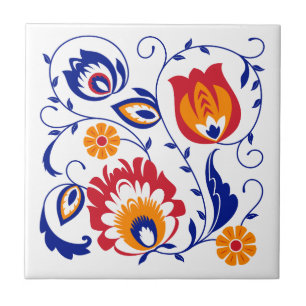 Azulejo de Folhas Polonês de Ramificação Azul