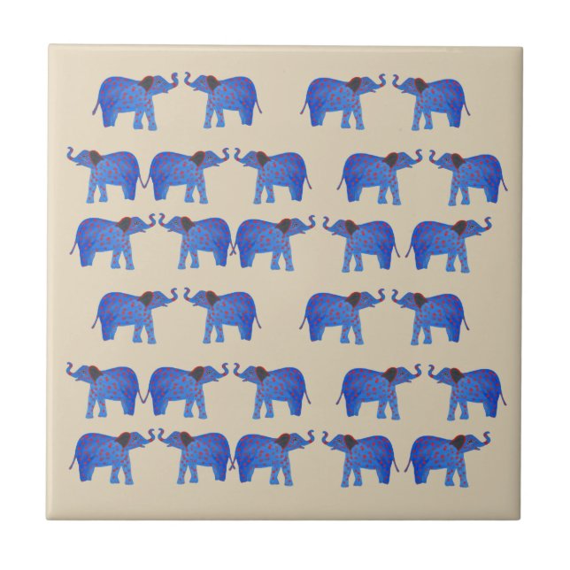 Azulejo de Foto Cerâmica de Elefante Azul (Frente)
