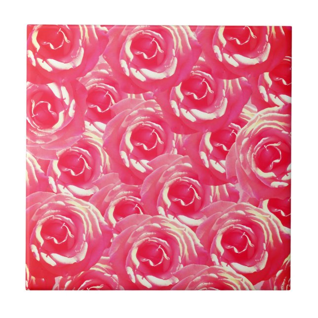 Azulejo de Foto Cerâmica de Rosas Rosa (Frente)