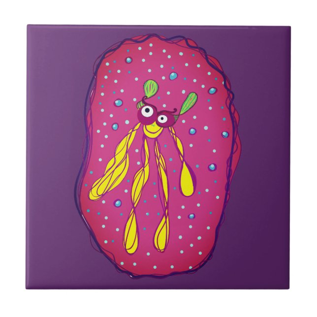 Azulejo de Foto Personalizada do Bug Sonhador Nada (Frente)