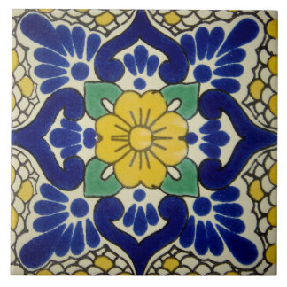 Azulejo de Fotografia Cerâmica de Flor Azul e Amar