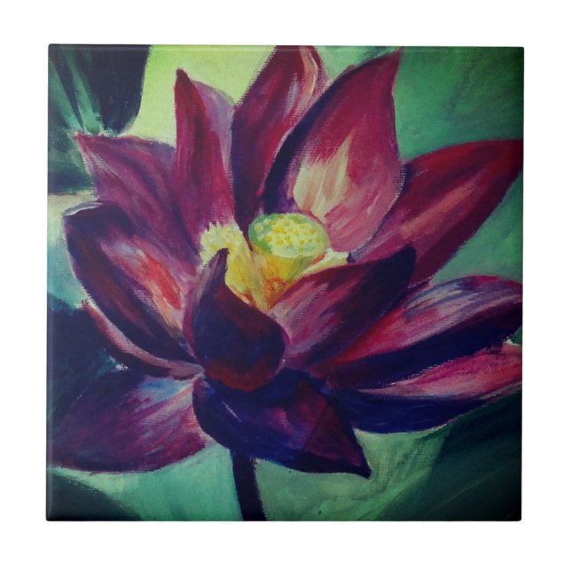 Azulejo de Fotografia de Desenho de Lotus Roxo (Frente)