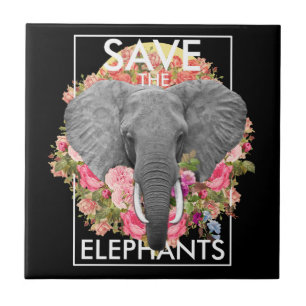 azulejo de Fotografia de elefante floral