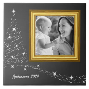 Azulejo de fotos da família natalícia BW / persona