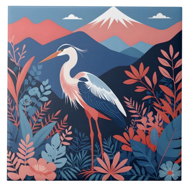 azulejo de garça da montanha de coral (Frente)