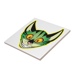 Azulejo de Gato de Cartoon Fluorescente
