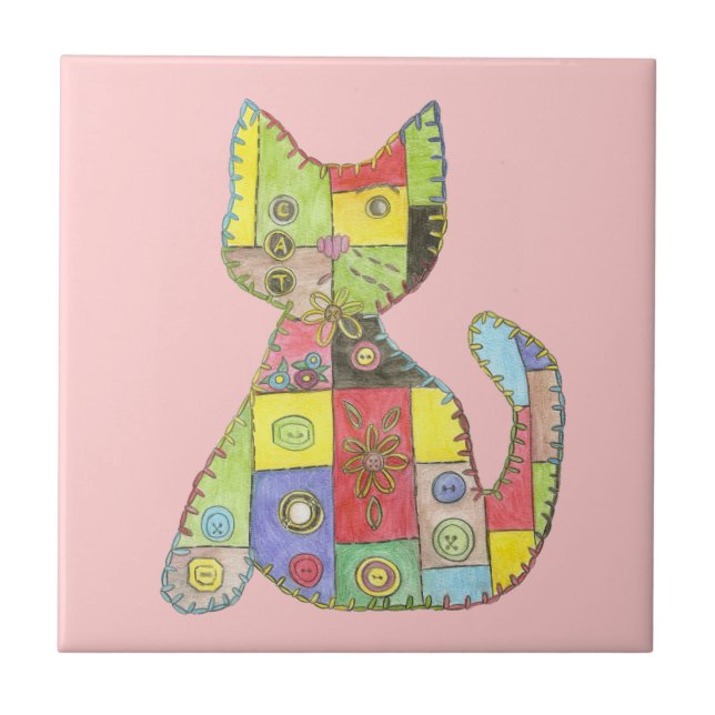 Azulejo de gato em patchwork (Frente)