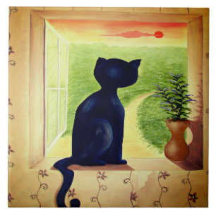 azulejo de gato preto
